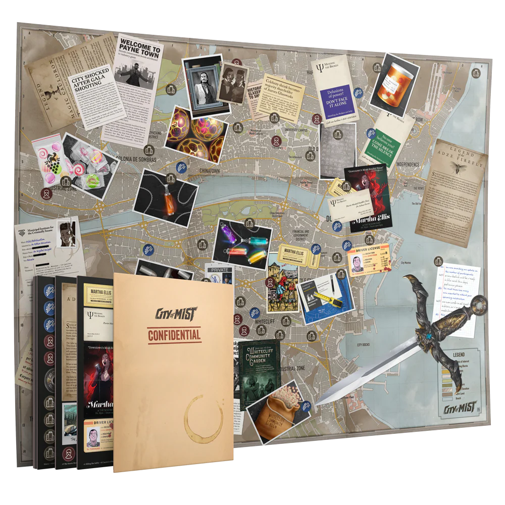 City of Mist Nights of Payne Crime Board Map